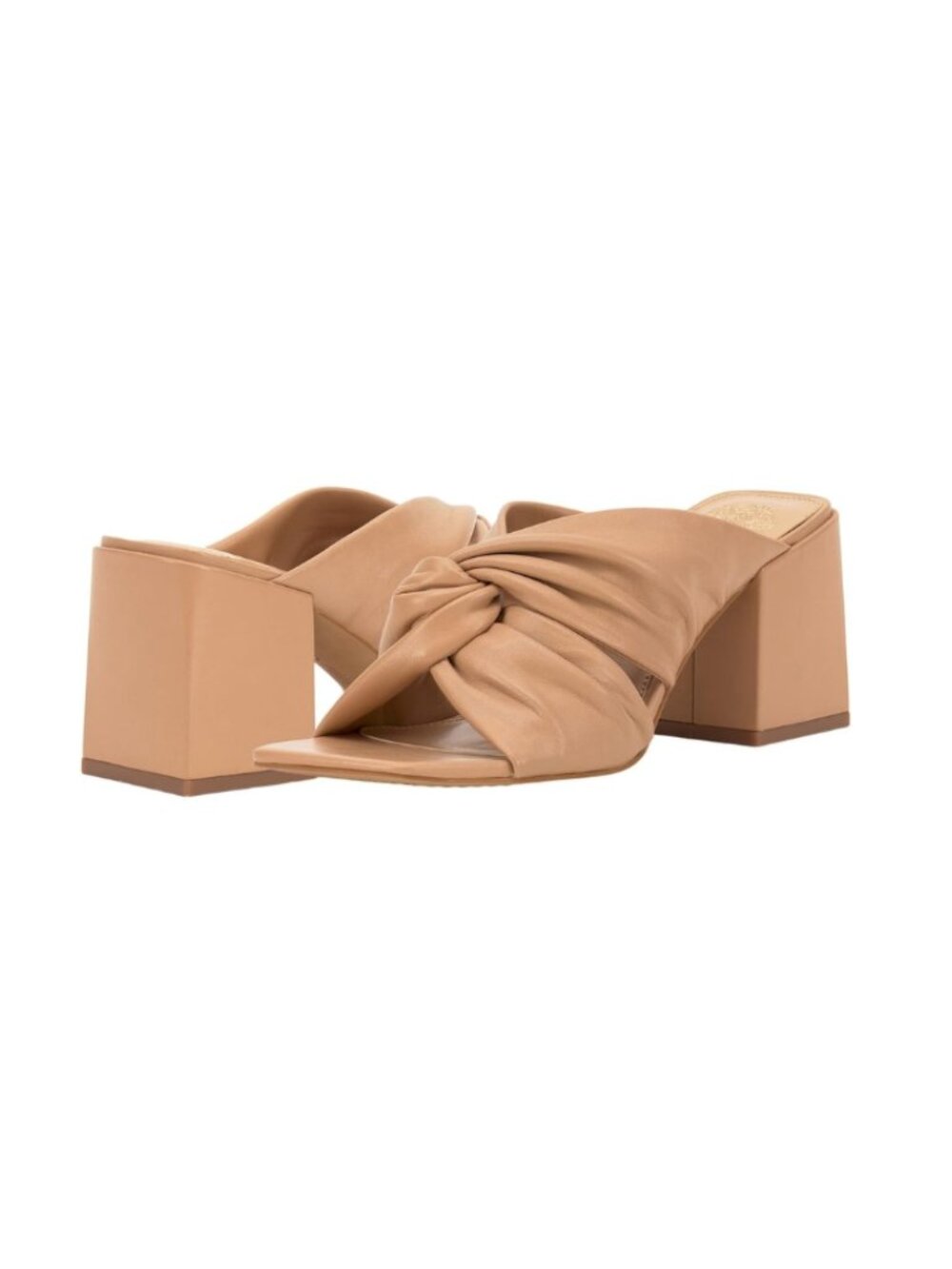 Vince Camuto Tan Nude Knotted Block Heel Mule Sandals
